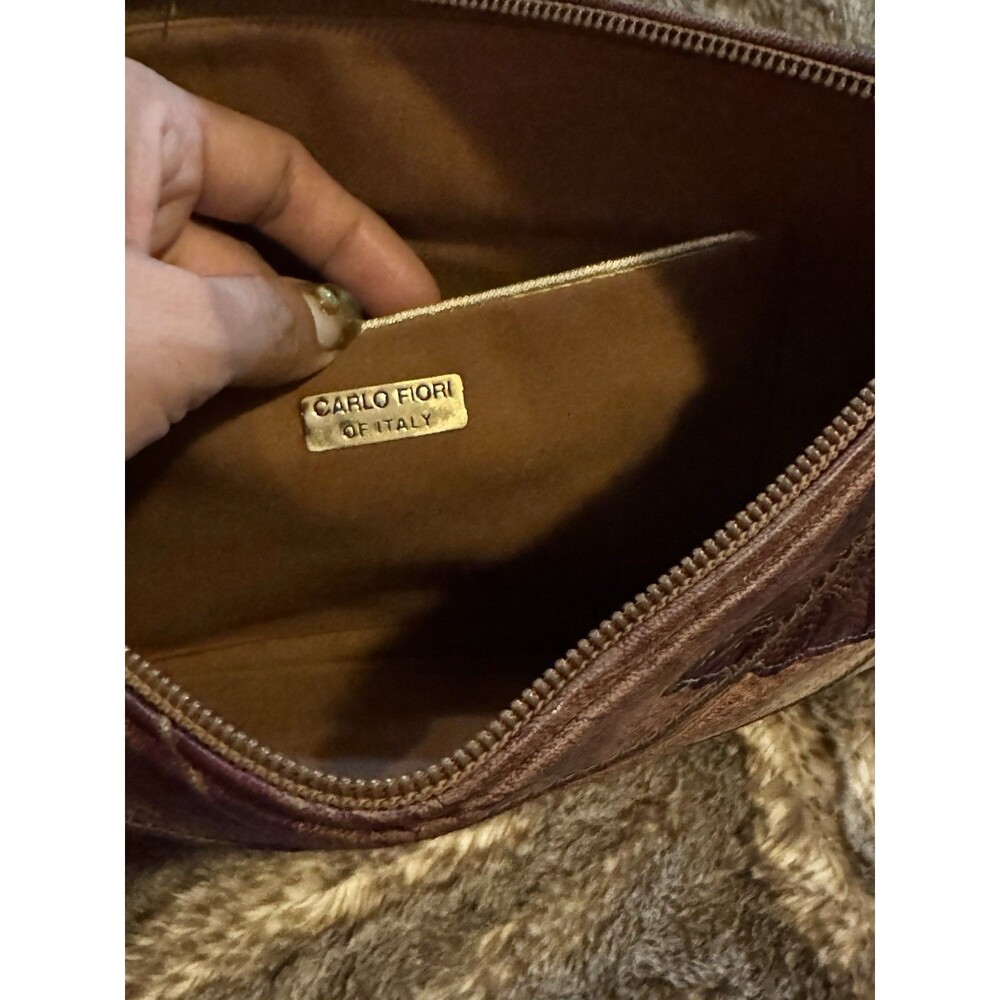 Vintage Sneak Skin Leather Patchwork Clutch Purse by Carlos Fiori made In Italy - Picture 7 of 13